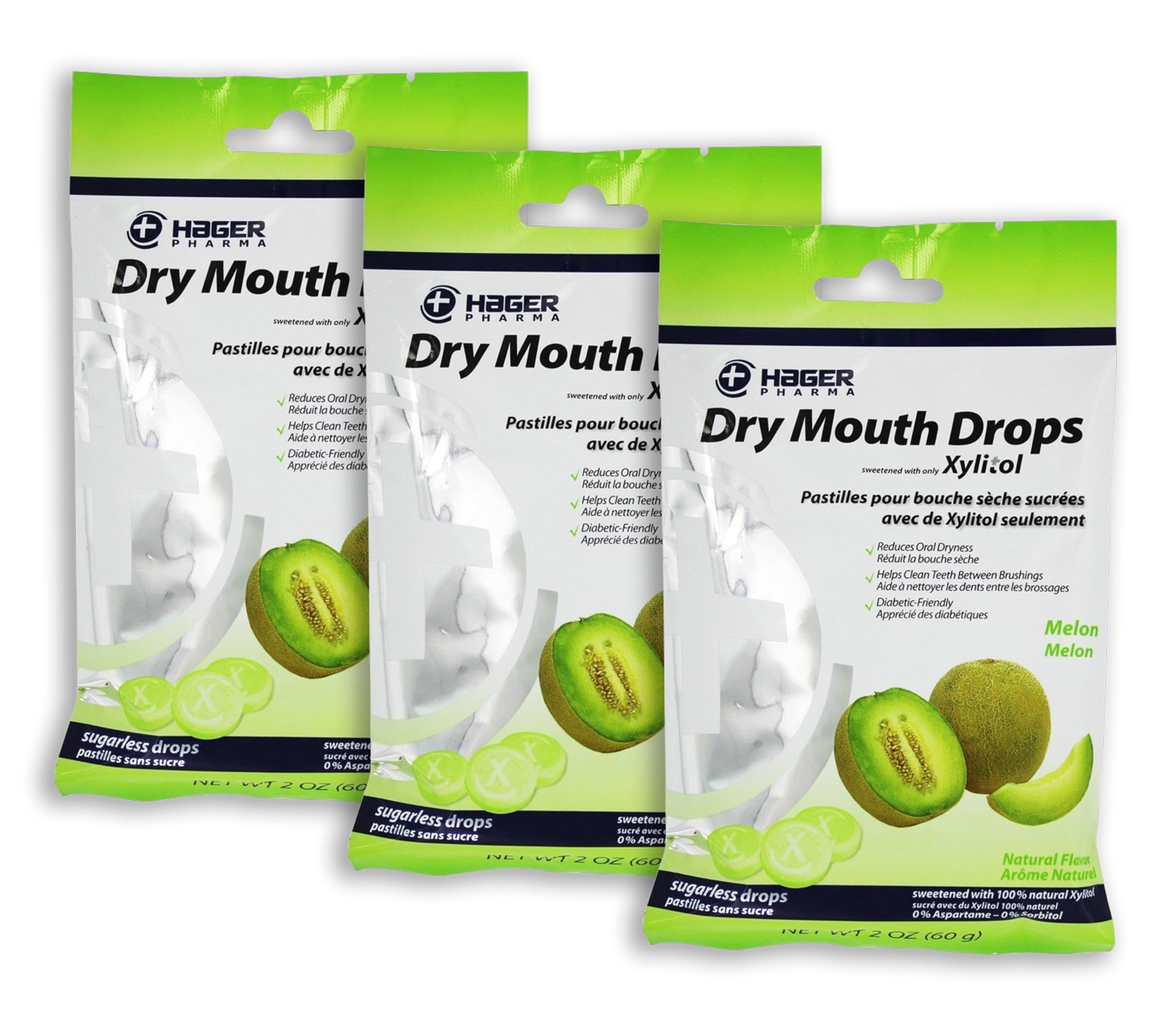 Product image of Hager Pharma Dry Mouth Drops Xylitol Melon Flavor 26 ct Pack of 3